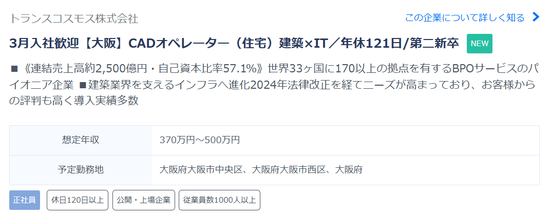 トランスコスモスのCADオペレーターの求人